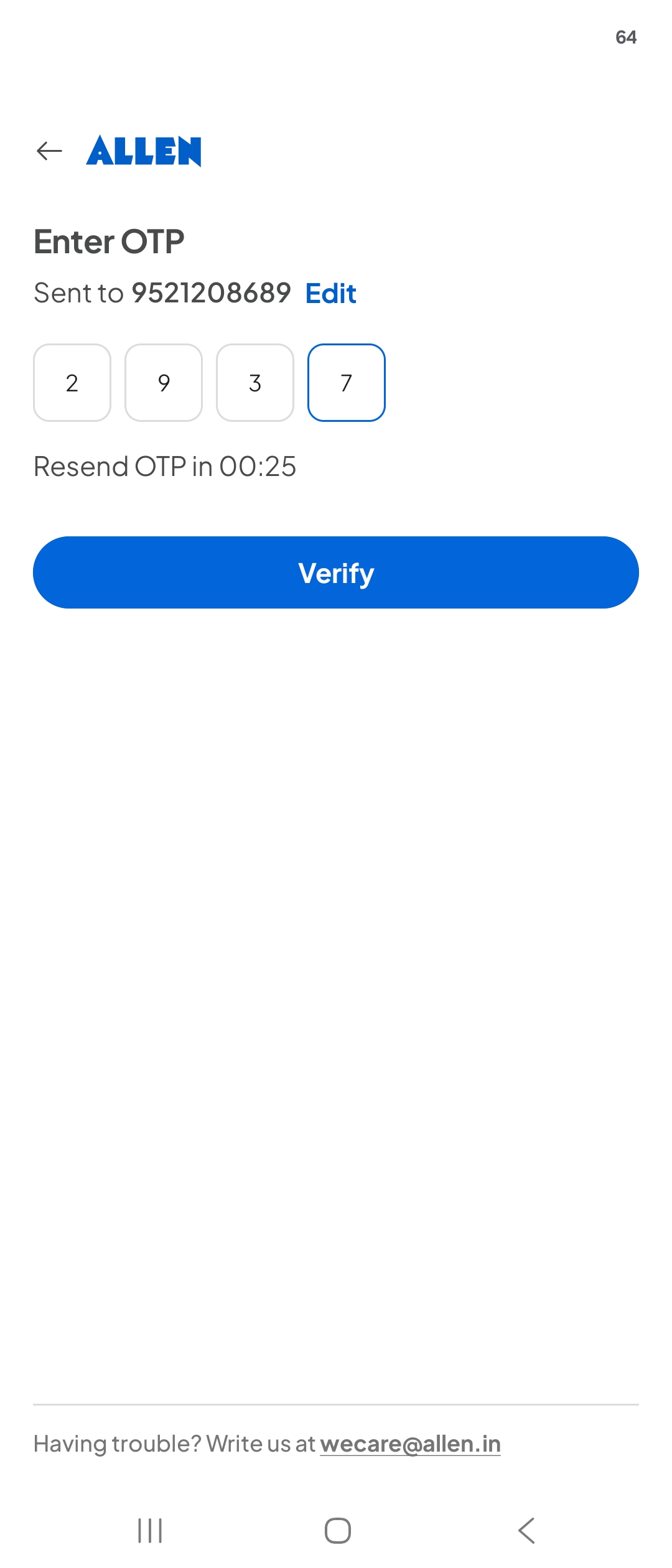 Verify CTA — current friction point